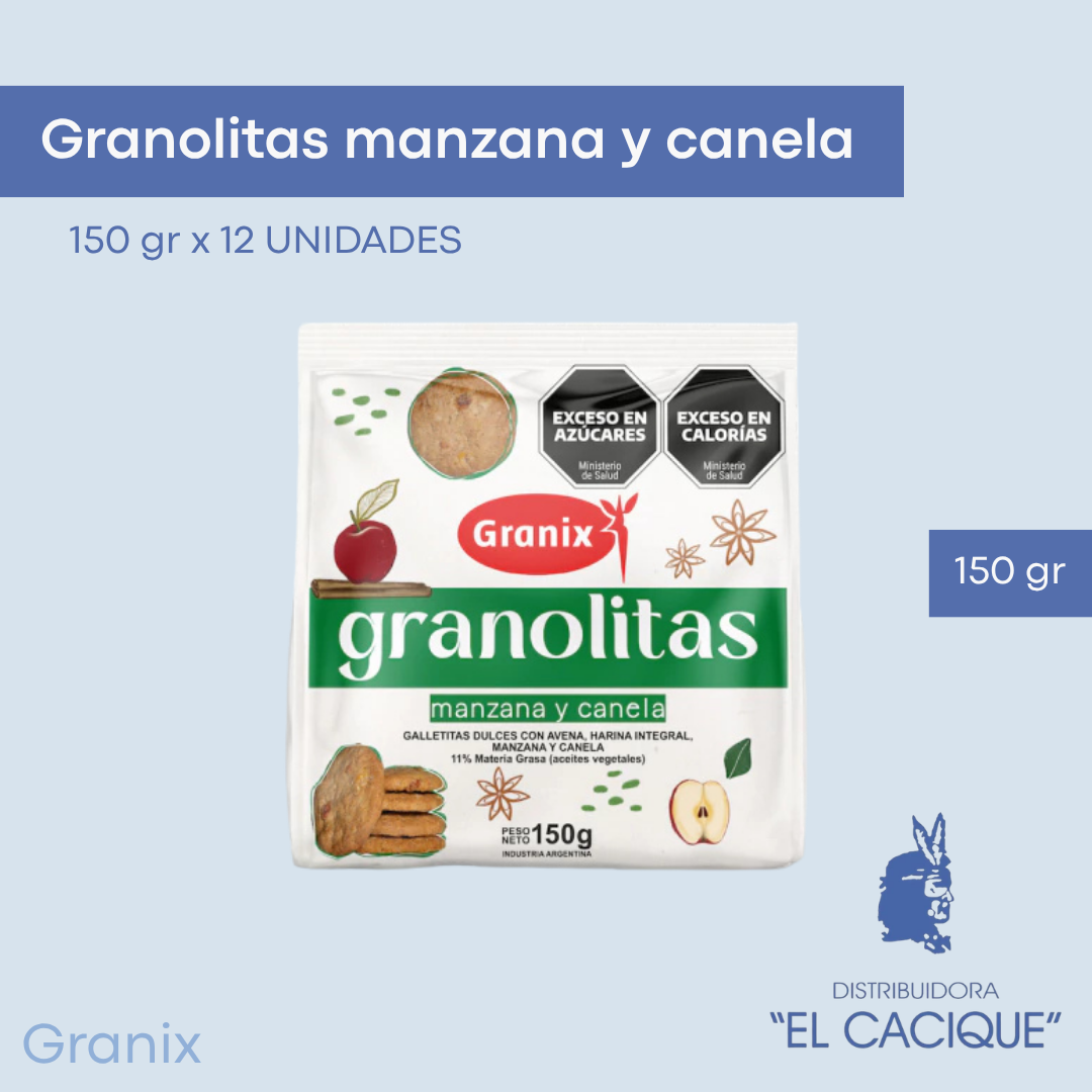 GRANOLITAS MANZANA Y CANELA 12 x 150 GRANIX